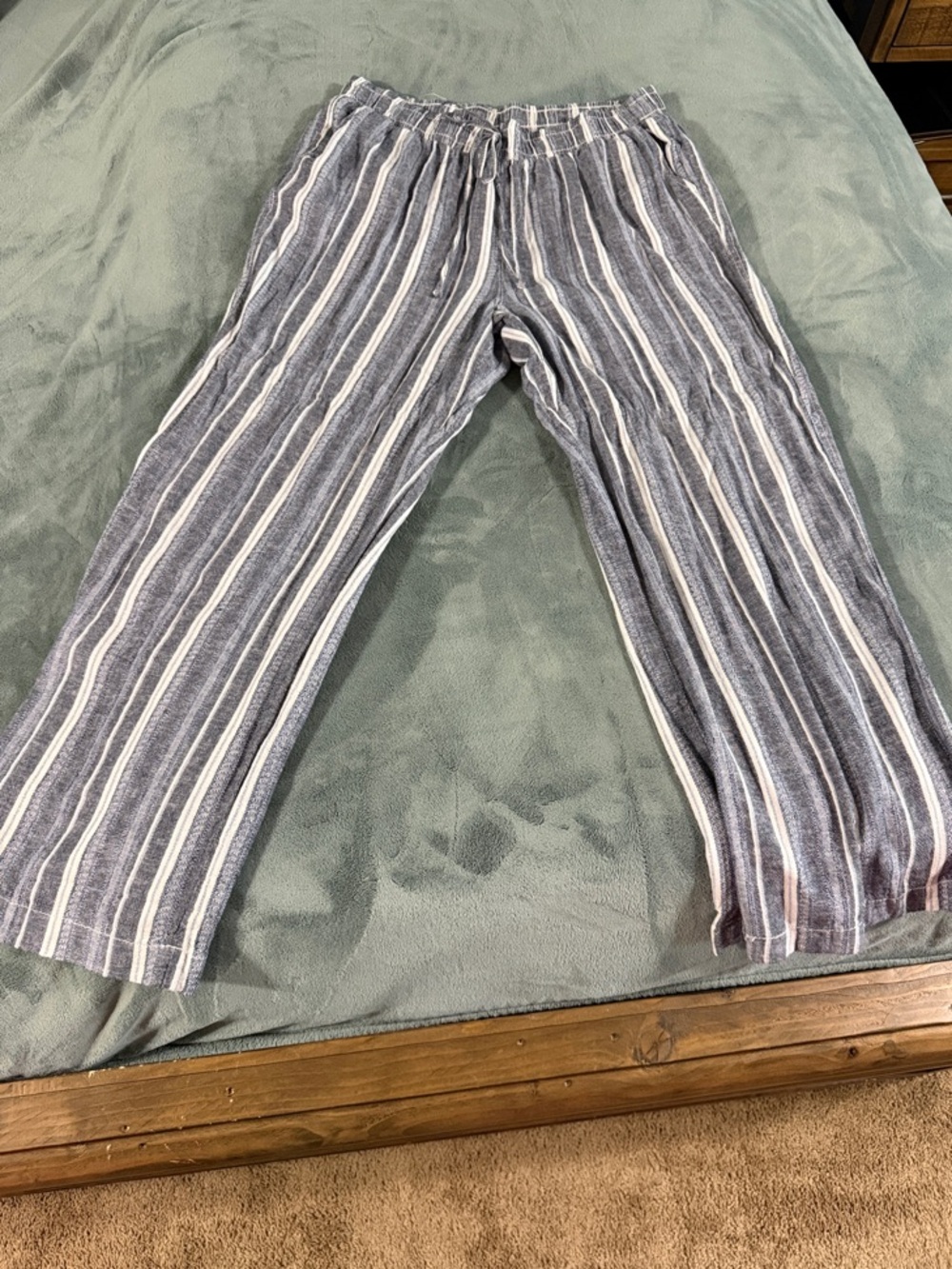 Briggs New York Navy and White Striped Boot Cut Pants